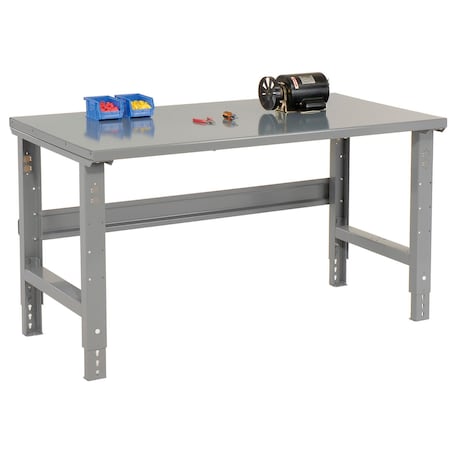 Global Industrial Adjustable Height Workbench, 60 x 36in, Steel Square Edge, Gray 183153